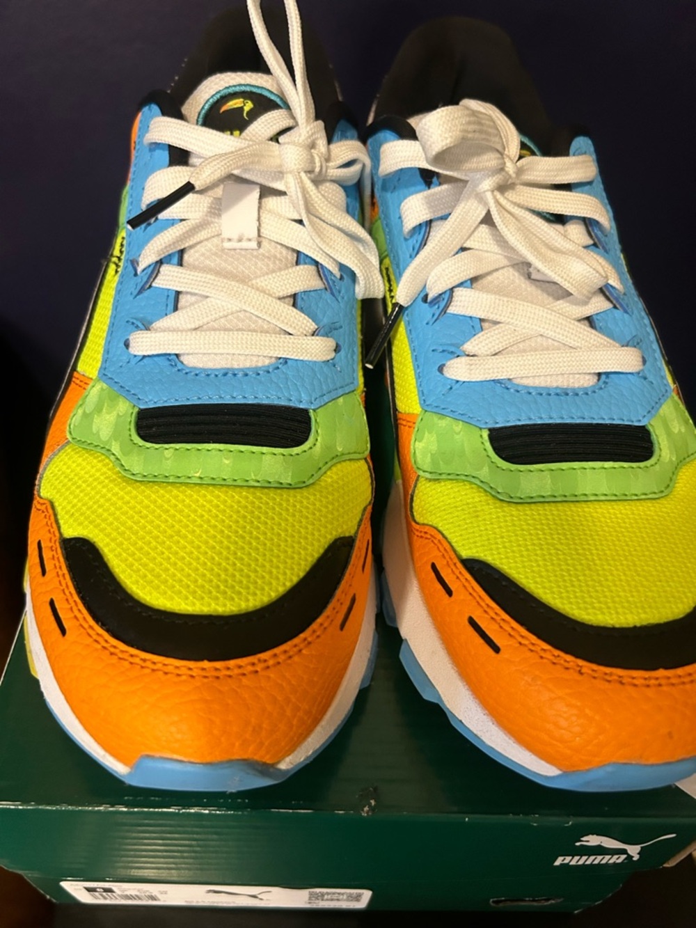 Puma Neon Colorblock Lace-Up Sneakers - Orange, Lime, Sky Blue, White - Picture 2 of 5